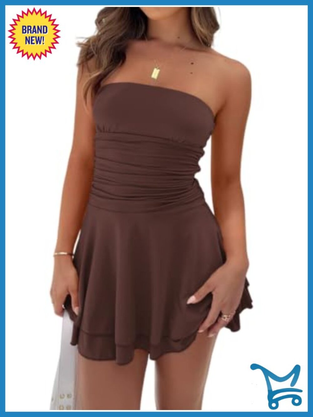 Women Sexy Strapless Silk Mini Dress Ruffle Layer Party Club Tube Top